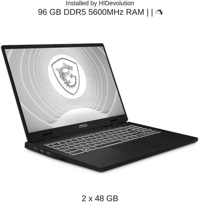 Alt view image 4 of 7 - [2024] HIDevolution MSI CreatorPro M16 HX C14VIG 16" FHD+, 1.6 GHz i7-14650HX, RTX 1000 ADA, 96 GB DDR5 RAM, 4 TB PCIe SSD, Windows 11 Pro