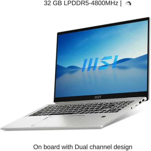 Alt view image 4 of 6 - [2024] HIDevolution MSI Prestige 16Evo A13M [Silver] 16" QHD+ 165Hz, 2.6 GHz i9-13900H, Iris Xe, 32 GB LPDDR5, 1 TB PCIe SSD, Windows 11 Pro