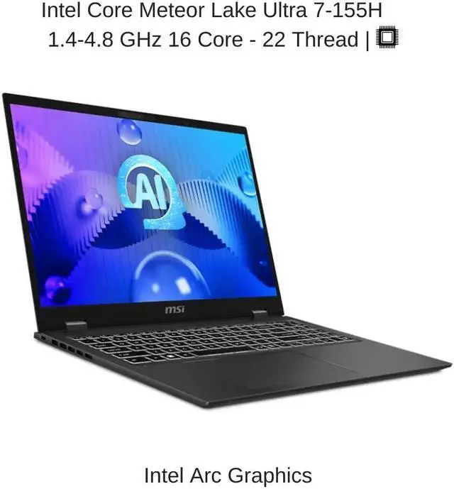 Alt view image 3 of 7 - [2024] HIDevolution MSI Prestige 16 AI Evo B1MG [Gray] 16" QHD+, 1.4 GHz Ultra 7-155H, Intel Arc, 32 GB LPDDR5, 2 TB PCIe SSD, Windows 11 Pro