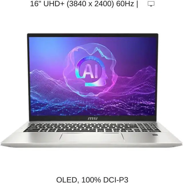 Alt view image 6 of 7 - [2024] HIDevolution MSI Prestige A16 AI+ A3HMG [Silver] 16" UHD+ OLED, 2.0 GHz Ryzen AI 9 365, AMD Radeon, 32 GB LPDDR5X, 8 TB PCIe SSD, Windows 11 Pro