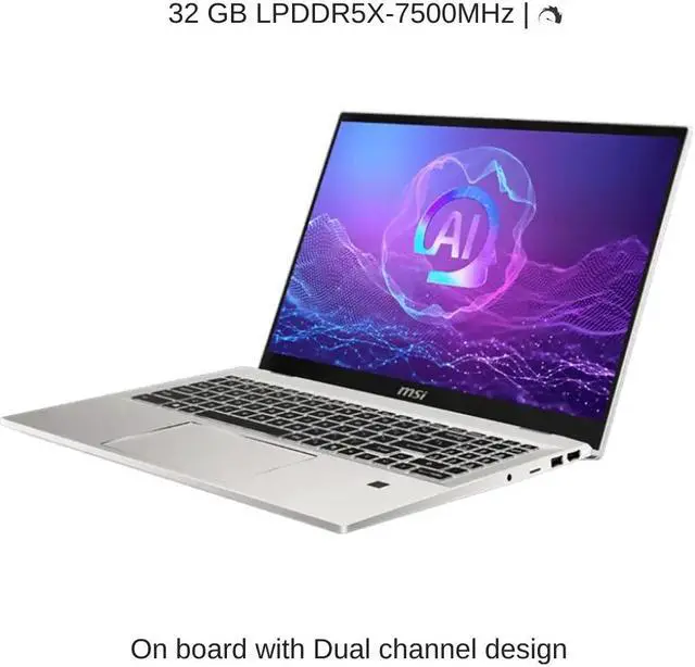 Alt view image 4 of 7 - [2024] HIDevolution MSI Prestige A16 AI+ A3HMG [Silver] 16" QHD+ 165Hz, 2.0 GHz Ryzen AI 9 365, AMD Radeon, 32 GB LPDDR5X, 2 TB PCIe SSD, Windows 11 Pro