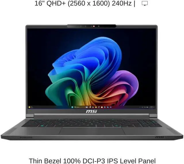 Alt view image 6 of 7 - [2024] HIDevolution MSI Creator A16 AI+ A3HVGG 16" QHD+ 240Hz, 2.0 GHz Ryzen AI 9 365, RTX 4060, 32 GB LPDDR5x RAM, 1 TB PCIe SSD, Windows 11 Home