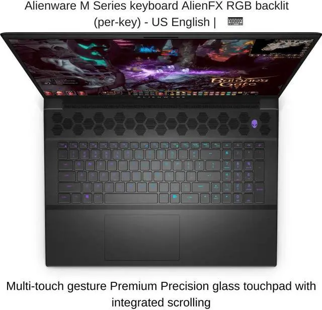 Alt view image 6 of 7 - [2025] Alienware M18 R2 [Black | Membrane Keyboard] 18" QHD+ 165Hz, 1.6 GHz i9-14900HX, RTX 4080, 64 GB DDR5 RAM, 1 TB PCIe SSD, Windows 11 Home