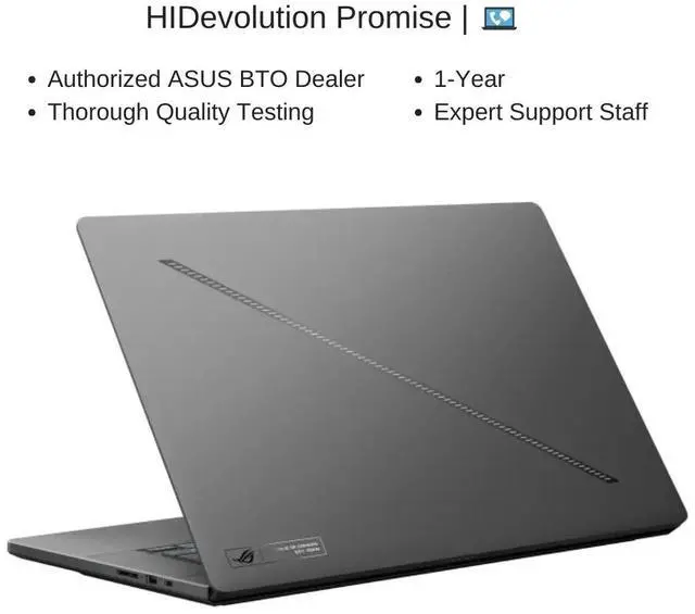 Alt view image 7 of 7 - [2025] HIDevolution ASUS ROG Zephyrus G16 GU605CP [Grey] 16" WQXGA 240Hz OLED, 2.7 GHz Ultra 9-285H, RTX 5070, 16 GB LPDDR5X RAM, 1 TB PCIe SSD, Windows 11 Home