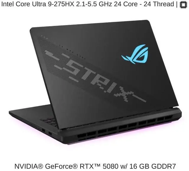 Alt view image 3 of 7 - [2025] HIDevolution ASUS ROG Strix SCAR 16 G635LW 16" WQXGA 240Hz Mini LED, 2.1 GHz Ultra 9-275HX, RTX 5080, 32 GB DDR5 RAM, 2 TB PCIe SSD, Windows 11 Pro