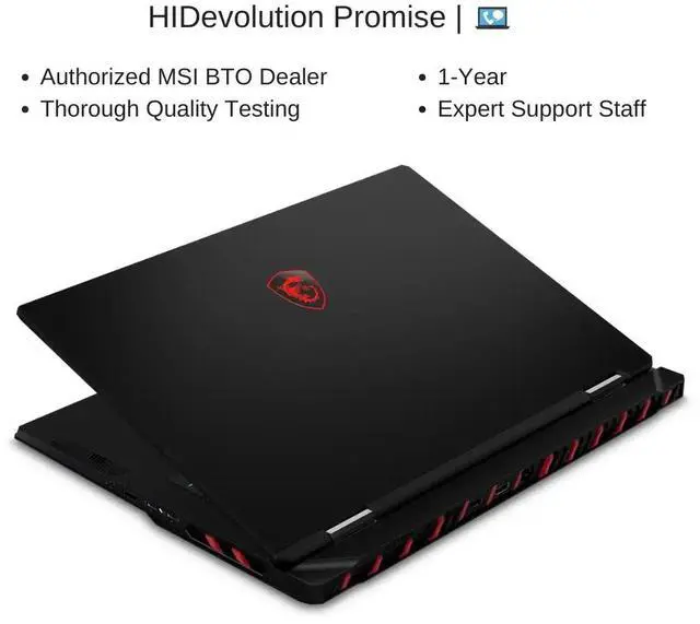 Alt view image 7 of 7 - [2025] HIDevolution MSI Raider A18 HX A9WIG 18" UHD+ 120Hz Mini LED, 2.5 GHz Ryzen 9 9955HX3D, RTX 5080, 64 GB DDR5 RAM, 2 TB PCIe SSD, Windows 11 Pro