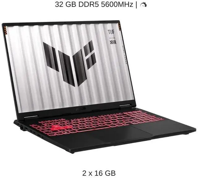 Alt view image 4 of 7 - [2025] HIDevolution ASUS TUF Gaming A16 FA608UP 6" FHD+ 165Hz IPS-Level, 4.0 GHz Ryzen 9 270, RTX 5070, 32 GB DDR5 RAM, 16 TB PCIe SSD, Windows 11 Home
