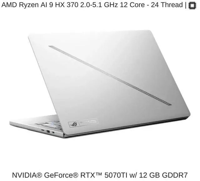 Alt view image 3 of 7 - [2025] HIDevolution ASUS ROG Zephyrus G14 GA403WR [White] 14" 3K 120Hz OLED, 2.0 GHz Ryzen AI 9 HX 370, RTX 5070TI, 32GB LPDDR5X RAM, 2 TB PCIe SSD, Windows 11 Pro