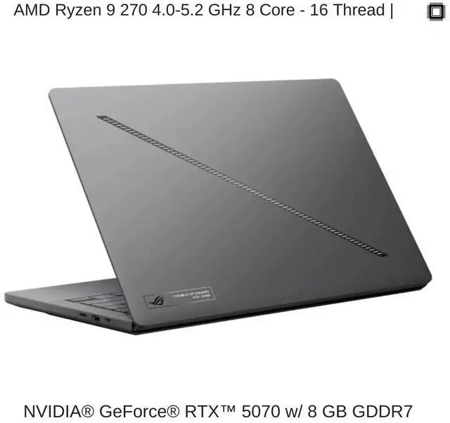 Alt view image 3 of 7 - [2025] HIDevolution ASUS ROG Zephyrus G14 GA403UP [Grey] 14" 3K 120Hz OLED, 4.0 GHz Ryzen 9 270, RTX 5070, 32GB LPDDR5X RAM, 2 TB PCIe SSD, Windows 11 Pro