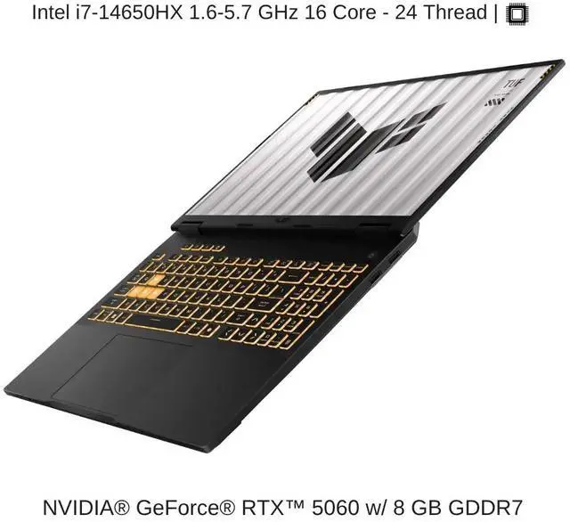 Alt view image 3 of 7 - [2025] HIDevolution ASUS TUF Gaming F16 FX608JMR 16" FHD+ 165Hz IPS-Level, 1.6 GHz i7-14650HX, RTX 5060, 128 GB DDR5 RAM, 1 TB PCIe SSD, Windows 11 Home