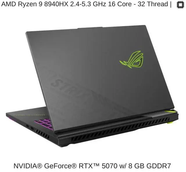 Alt view image 3 of 7 - [2025] HIDevolution ASUS ROG Strix G18 G814PP 18" WQXGA 240Hz IPS-Level, 2.4 GHz Ryzen 9 8940HX, RTX 5070, 32 GB DDR5 RAM, 1 TB PCIe SSD, Windows 11 Home