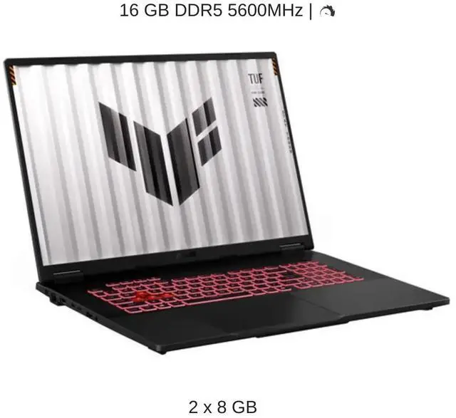 Alt view image 4 of 7 - [2025] HIDevolution ASUS TUF Gaming A18 FA808UH 18" FHD+ 144Hz IPS-Level, 3.8 GHz Ryzen 7 260, RTX 5050, 16 GB DDR5 RAM, 2 TB PCIe SSD, Windows 11 Home
