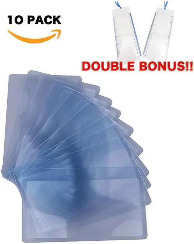 Main image of MagniPros Pack of 12 Credit Card Sized Magnifying Lenses with 3 Bonus Pouch- 3X Enlarge 300%