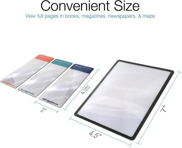 Alt view image 3 of 8 - MagniPros Premium 3X (300%) Page Magnifying Lens With 3 Bonus Bookmark Magnifiers for Reading Small Prints, Low Vision Aids & Solar Projects