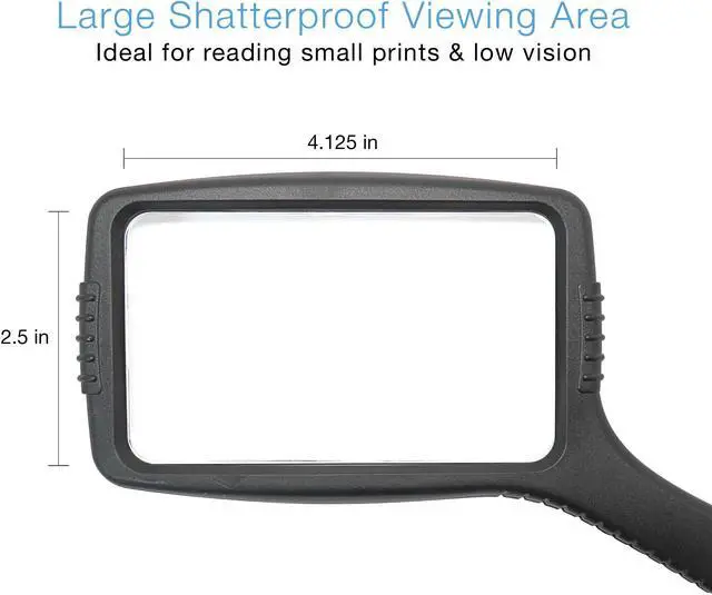 Alt view image 7 of 7 - MagniPros Jumbo Size Magnifying Glass Wide Horizontal Lens(3X Magnification)- Shockproof Housing & Scratch Resistant Design W/Large Viewing Area Ideal for Reading Small Prints & Low Vision