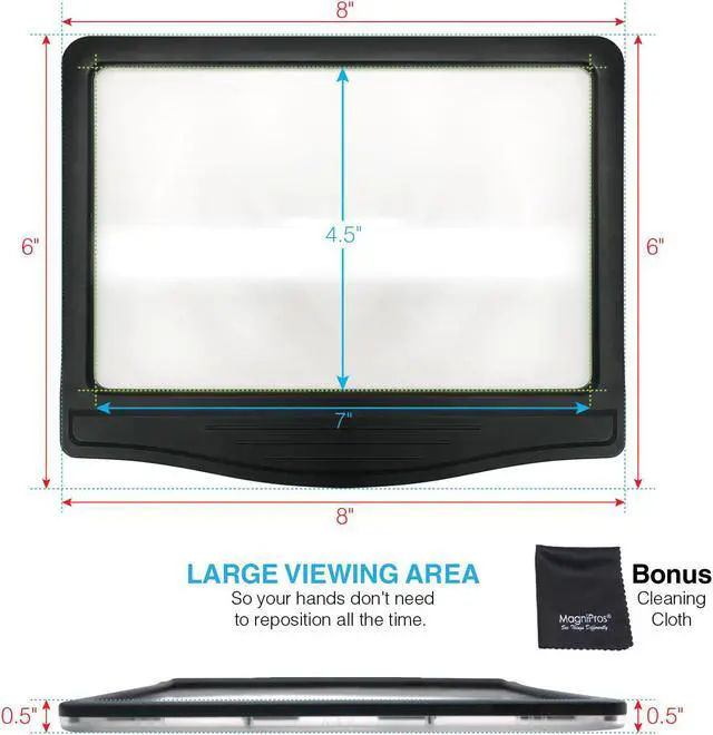 Alt view image 4 of 8 - MagniPros 3X Large Ultra Bright LED Page Magnifier with 12 Anti-Glare Dimmable LEDs (Provide More Evenly Lit Viewing Area)-Ideal for Reading Small Prints & Low Vision Seniors with Aging Eyes