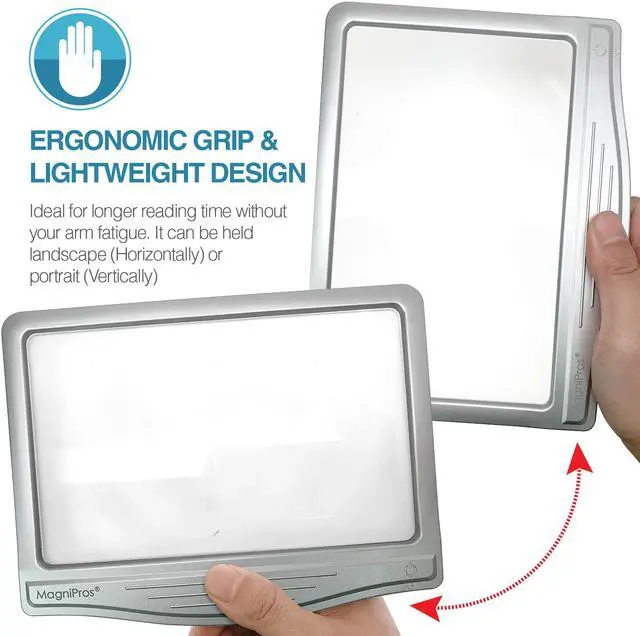 Alt view image 5 of 8 - Rechargeable 3X Large Ultra Bright Page Magnifying Glass with LED light 12 Anti-Glare - Ideal for Reading Small Prints & Low Vision Seniors