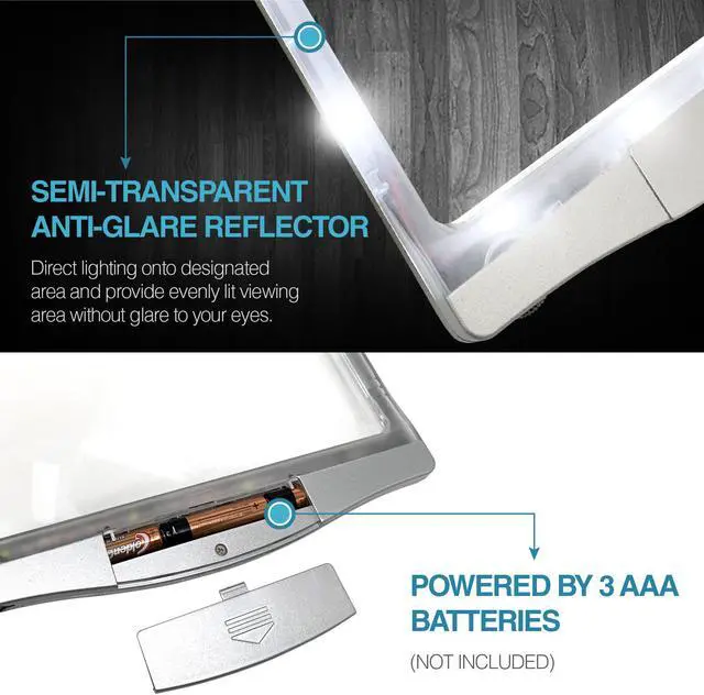 Alt view image 6 of 7 - MagniPros Ultra Slim & Lightweight Book Light Led Page Magnifier-Large Viewing Area Magnifies up to 300%