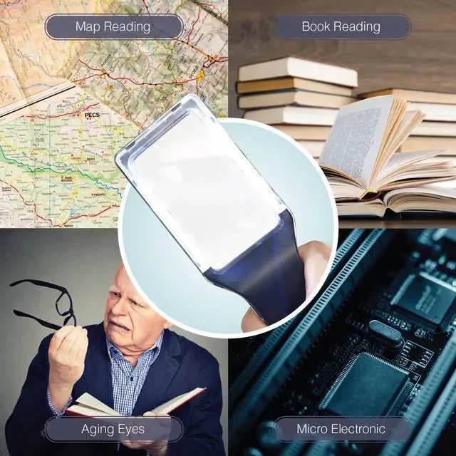 Alt view image 7 of 7 - Magnifying Glass Reading Magnifier 3X Large Retangular Lens+5X Zoom with 10 Ultra Bright Dimmable LEDs (Provide Evenly Lit Viewing Area) Great for Reading Small Prints, Low Vision Seniors & Aging Eyes