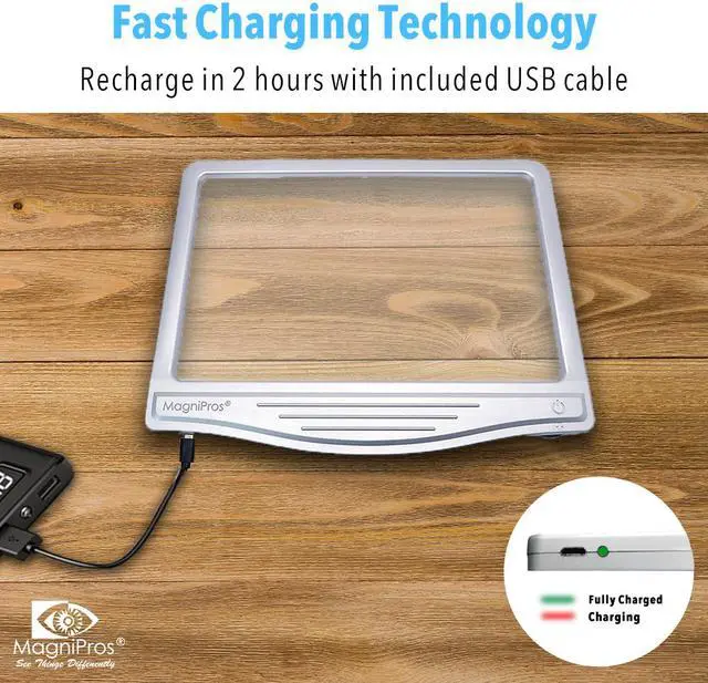 Alt view image 7 of 8 - Rechargeable 3X Large Ultra Bright Page Magnifying Glass with LED light 12 Anti-Glare - Ideal for Reading Small Prints & Low Vision Seniors