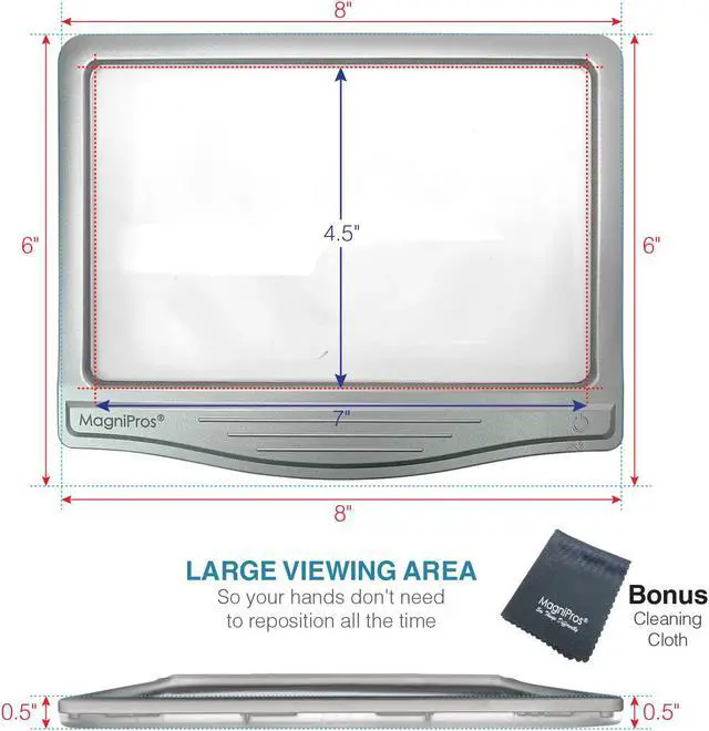 Alt view image 3 of 8 - Rechargeable 3X Large Ultra Bright Page Magnifying Glass with LED light 12 Anti-Glare - Ideal for Reading Small Prints & Low Vision Seniors