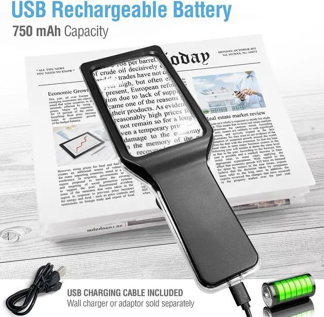 Alt view image 7 of 7 - [Rechargeable] 4X Magnifying Glass with [10 Anti-Glare & Fully Dimmable LEDs]-Evenly Lit Viewing Area-The Brightest & Best Reading Magnifier for Small Prints, Low Vision Seniors, Macular Degeneration