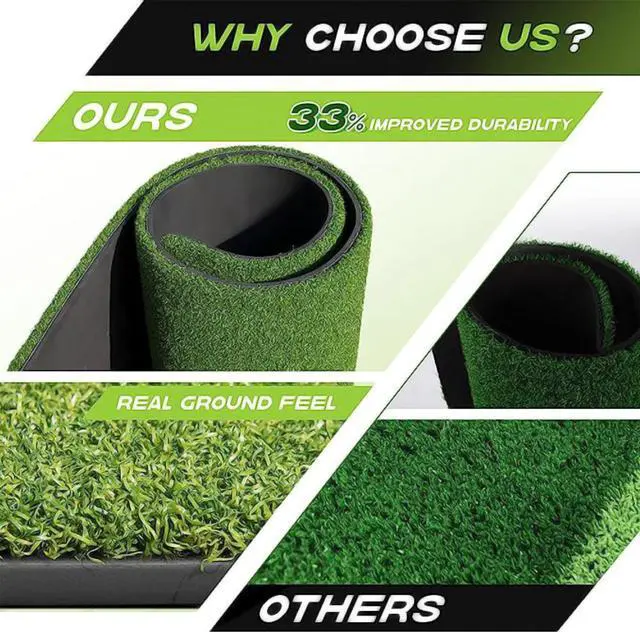 Alt view image 5 of 7 - Golf Hitting Mat Artificial Turf Mat for Indoor Outdoor Practice 3x4 Ft Backyard Fun - axGear