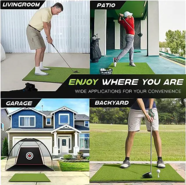 Alt view image 6 of 7 - Golf Hitting Mat Artificial Turf Mat for Indoor Outdoor Practice 3x4 Ft Backyard Fun - axGear