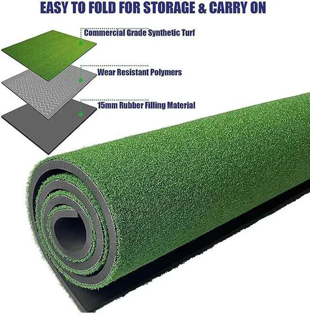 Alt view image 4 of 7 - Golf Hitting Mat Artificial Turf Mat for Indoor Outdoor Practice 3x4 Ft Backyard Fun - axGear