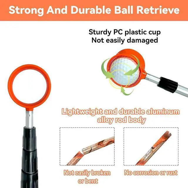 Alt view image 7 of 7 - Golf Ball Retriever Aluminum Alloy Shaft Telescopic Picker Extandable 18 Ft - axGear