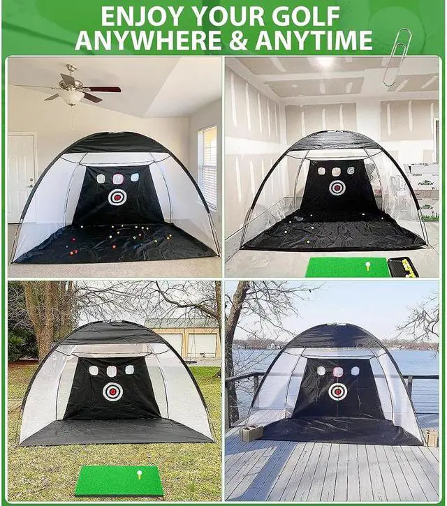 Alt view image 4 of 7 - Golf Practice Hitting Net Ball Turf Tee Set for Indoor Backyard Portable - axGear