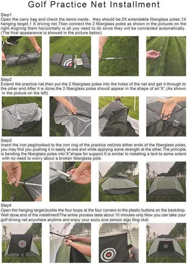 Alt view image 5 of 7 - Golf Practice Hitting Net Ball Turf Tee Set for Indoor Backyard Portable - axGear