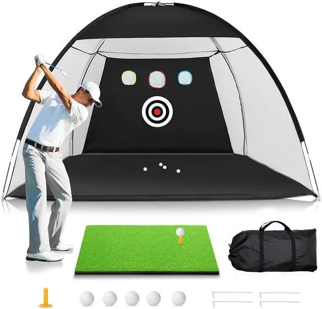 Alt view image 7 of 7 - Golf Practice Hitting Net Ball Turf Tee Set for Indoor Backyard Portable - axGear
