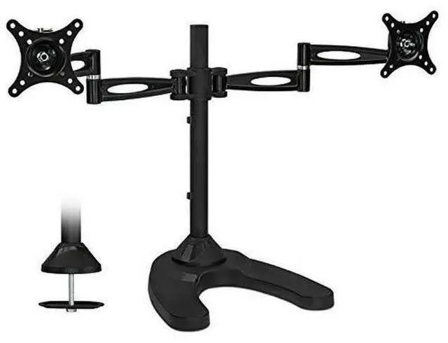 Main image of Mount-It! Free Standing Dual Monitor Stand | Double Arm Desk Mount Fits Two x 21 24 27 Inch Computer Screens | 2 Heavy Duty Full Motion Adjustable Arms | VESA 75 100 Compatible | Grommet Base Included