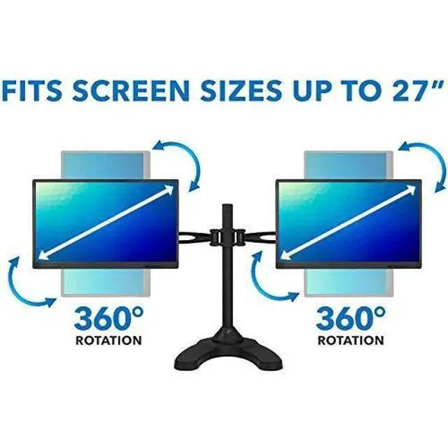 Alt view image 2 of 7 - Mount-It! Free Standing Dual Monitor Stand | Double Arm Desk Mount Fits Two x 21 24 27 Inch Computer Screens | 2 Heavy Duty Full Motion Adjustable Arms | VESA 75 100 Compatible | Grommet Base Included
