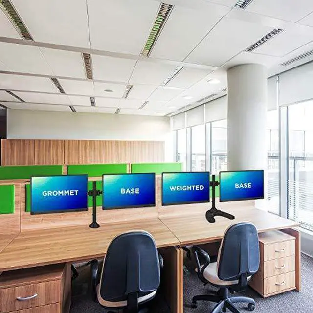 Alt view image 5 of 7 - Mount-It! Free Standing Dual Monitor Stand | Double Arm Desk Mount Fits Two x 21 24 27 Inch Computer Screens | 2 Heavy Duty Full Motion Adjustable Arms | VESA 75 100 Compatible | Grommet Base Included