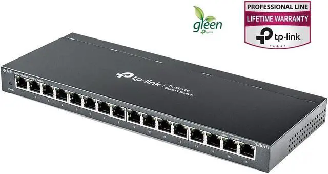 Alt view image 6 of 6 - TP-Link TL-SG116 16-Port Gigabit Desktop Ethernet Network Switch