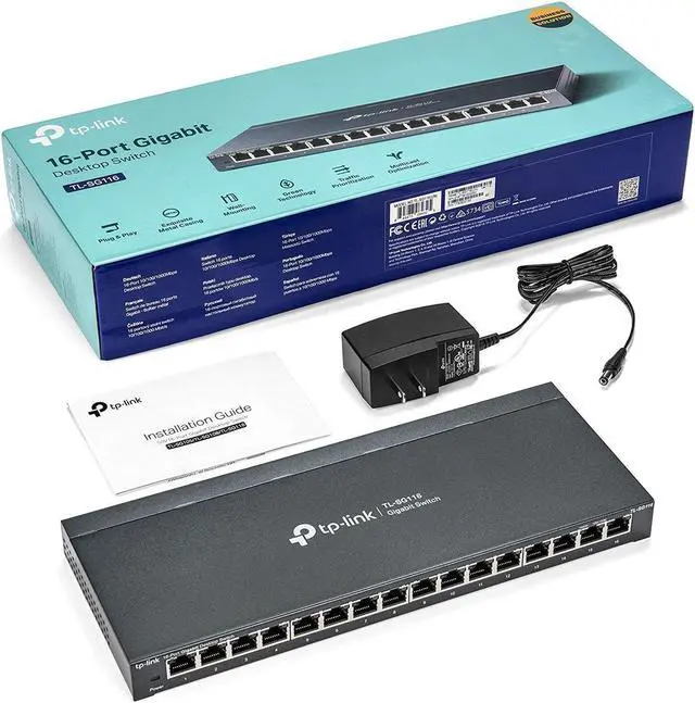 Alt view image 2 of 6 - TP-Link TL-SG116 16-Port Gigabit Desktop Ethernet Network Switch