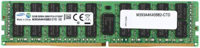 Main image of Samsung 32GB 288-Pin DDR4 2666 (PC4 21300) RDIMM 1.2V Server Memory Model M393A4K40BB2-CTD