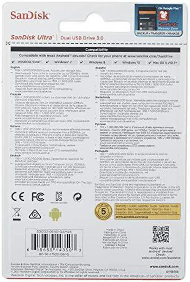 Alt view image 4 of 15 - SanDisk Ultra Dual USB Drive 3.0 (SDDD2-064G-GAM46)