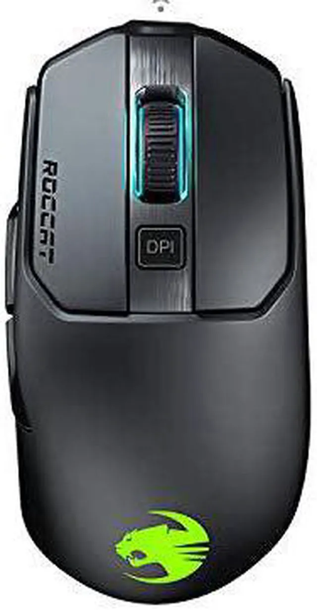 Main image of ROCCAT Kain 200 Wireless PC Gaming Mouse, AIMO RGB Backlit Lighting, Owl-Eye Optical Sensor, Ergonomic Mouse Feel, 5 Side Buttons, Adjustable Up to 16,000 DPI, Up to 50 Hour Battery Life, Black