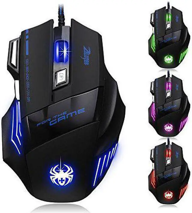 Main image of AFUNTA Zelotes Ergonomic 7200 DPI LED Optical Wired Gaming Mouse Mice 7 Buttons Compatible Mac Pro Gamer PC Laptop Desktop Notebook-Black Black(T80)