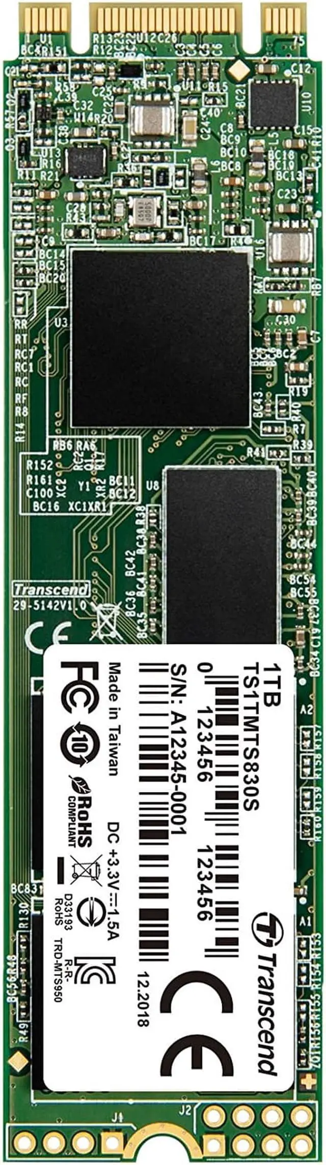 Alt view image 7 of 8 - Transcend 830S 1 TB Solid State Drive - SATA (SATA/600) - Internal - M.2 2280
