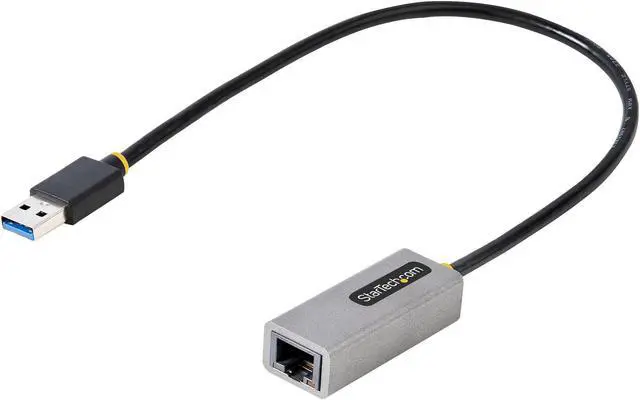 Main image of StarTech.com USB to Ethernet Adapter, USB 3.0 to 10/100/1000 Gigabit Ethernet LAN Adapter, 1ft/30cm Attached Cable, USB to RJ45 Adapter