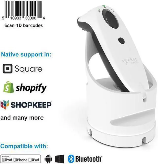 Alt view image 8 of 12 - Socket Mobile SocketScan S700 Handheld Barcode Scanner - Wireless Connectivity - 20" Scan Distance - 1D - Imager - Bluetooth - White