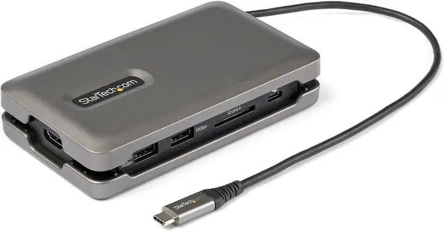 Alt view image 2 of 12 - StarTech USB C Multiport Adapter - USB C to 4K 60Hz HDMI 2.0 - 2-Port 10Gbps USB Hub - 100W Power Delivery Pass-through - GbE - SD/MicroSD - USB Type-C Mini Dock - 10" Cable
