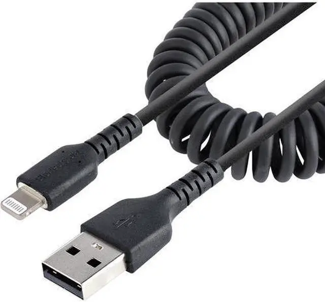 Alt view image 2 of 2 - StarTech 50cm (20in) USB to Lightning Cable, MFi Certified, Coiled iPhone Charger Cable, Black, Durable TPE Jacket Aramid Fiber, Heavy Duty Coil Lightning Cable