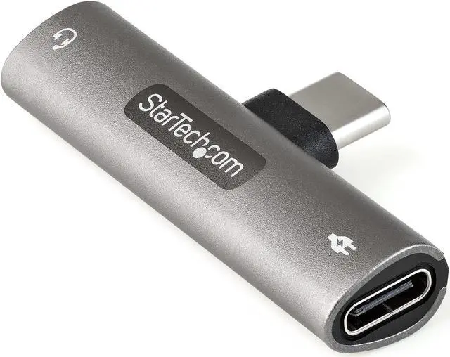 Alt view image 2 of 2 - StarTech.com USB C Audio & Charge Adapter - USB-C Audio Adapter w/ 3.5mm TRRS Headphone/Headset Jack and 60W USB Type-C Power Delivery Pass-through Charger - For USB-C Phone/Tablet/Laptop (CDP235APDM)