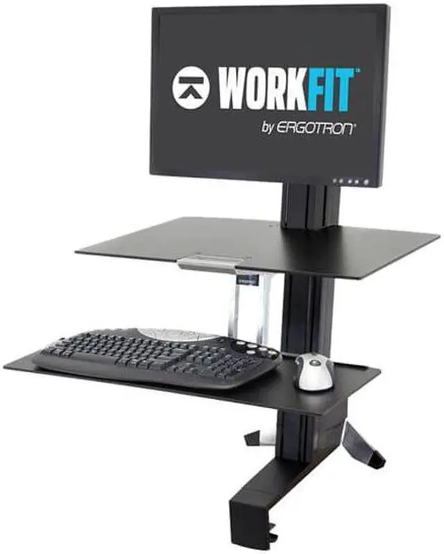 Alt view image 18 of 20 - Ergotron WorkFit-S Sit-Stand Workstation w/Worksurface LCD HD Monitor Aluminum