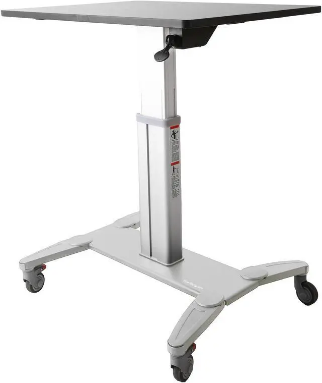 Alt view image 3 of 7 - StarTech.com Sit Stand Mobile Workstation - Rolling Desk - One-Touch Height Adjustment with Lock - Standing Desk Converter - Mobile Desk